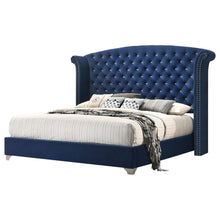 Load image into Gallery viewer, Melody California King, Eastren King, Queen Wingback Upholstered Bed Pacific Blue &amp; Grey
