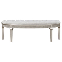 Load image into Gallery viewer, Evangeline Upholstered Demilune Bench Ivory and Silver Oak

