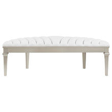 Load image into Gallery viewer, Evangeline Upholstered Demilune Bench Ivory and Silver Oak
