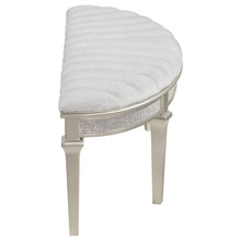 Load image into Gallery viewer, Evangeline Upholstered Demilune Bench Ivory and Silver Oak
