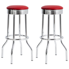 Load image into Gallery viewer, Theodore Upholstered Top Bar Stools Red and Chrome (Set of 2) image
