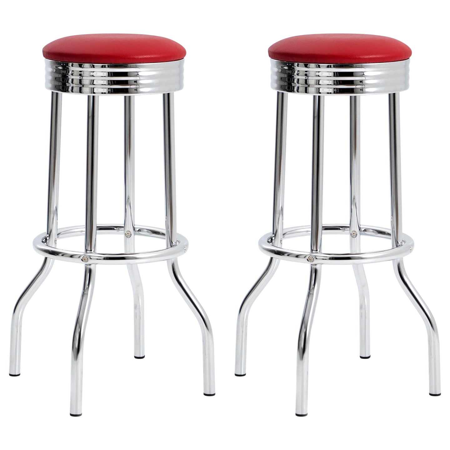 Theodore Upholstered Top Bar Stools Red and Chrome (Set of 2) image