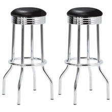 Load image into Gallery viewer, Theodore Upholstered Top Bar Stools Black and Chrome (Set of 2) image
