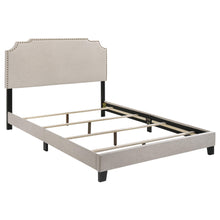 Load image into Gallery viewer, Tamarac Upholstered Nailhead Full, Eastern King &amp; Queen Bed Beige &amp; Grey
