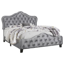 Load image into Gallery viewer, Bella King Upholstered Tufted Panel Bed Grey image
