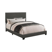 Load image into Gallery viewer, Boyd Twin Upholstered Bed with Nailhead Trim Charcoal image
