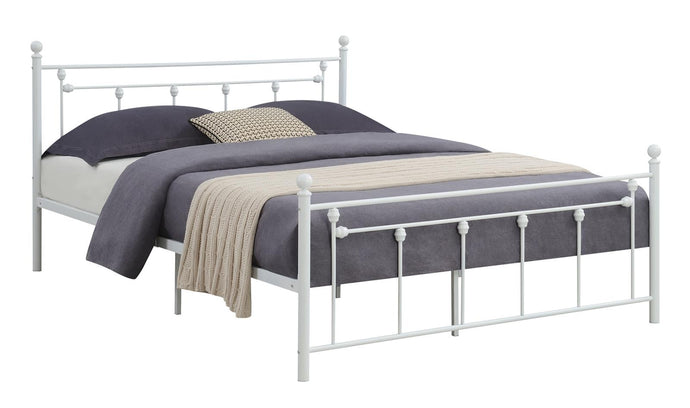 Canon Queen Metal Slatted Headboard Platform Bed - White image