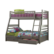 Load image into Gallery viewer, Ashton Twin Over Full 2-drawer Bunk Bed Cappuccino, White, Navy, Honey, &amp; Brown
