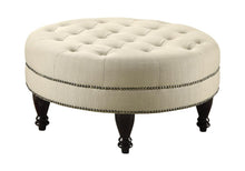 Load image into Gallery viewer, Elchin Round Upholstered Tufted Ottoman Oatmeal
