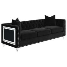 Load image into Gallery viewer, Delilah Upholstered Tufted Tuxedo Arm Sofa Black image
