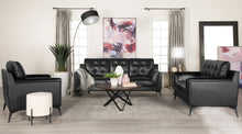 Load image into Gallery viewer, Moira Upholstered Tufted Living Room Set with Track Arms Black
