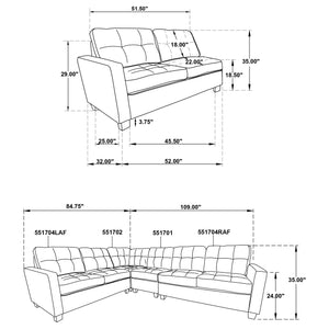 Georgina 5 Pc Stationary Sectionals Grey