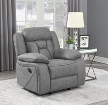 Load image into Gallery viewer, Higgins Overstuffed Upholstered Glider Recliner Grey image
