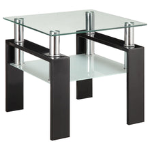 Load image into Gallery viewer, Dyer Tempered Glass End Table with Shelf Black image
