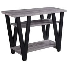 Load image into Gallery viewer, Stevens V-shaped Sofa Table Black and Antique Grey
