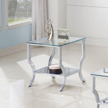 Load image into Gallery viewer, Saide Square End Table with Mirrored Shelf Chrome image
