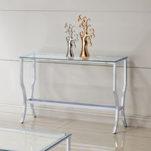 Load image into Gallery viewer, Saide Rectangular Sofa Table with Mirrored Shelf Chrome image
