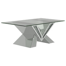 Load image into Gallery viewer, Taffeta V-shaped Coffee Table with Glass Top Silver
