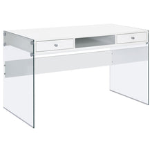 Load image into Gallery viewer, Dobrev 2-drawer Writing Desk Glossy White and Clear image
