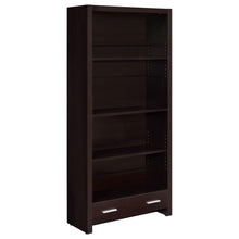 Load image into Gallery viewer, Skylar 5-shelf Bookcase with Storage Drawer Cappuccino
