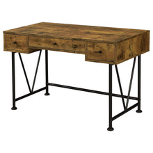Load image into Gallery viewer, Analiese 3-drawer Writing Desk Antique Nutmeg and Black
