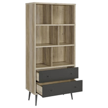 Load image into Gallery viewer, Maeve 3-shelf Engineered Wood Bookcase with Drawers Antique Pine and Grey
