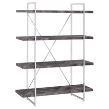 Load image into Gallery viewer, Grimma 4-shelf Bookcase Rustic Grey Herringbone image
