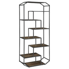 Load image into Gallery viewer, Leland 6-shelf Bookcase Rustic Brown and Dark Grey image
