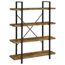 Load image into Gallery viewer, Cole 4-Shelf Bookcase Antique Nutmeg and Black image
