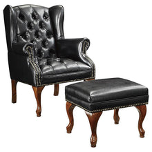 Load image into Gallery viewer, Roberts Button Tufted Back Accent Chair with Ottoman Black and Espresso
