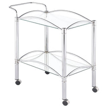 Load image into Gallery viewer, Shadix 2-tier Serving Cart with Glass Top Chrome and Clear
