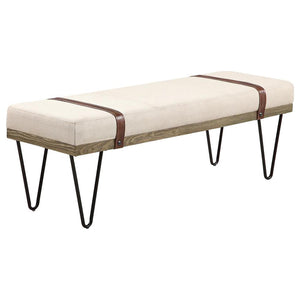 Austin Upholstered Bench Beige and Black image