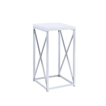 Load image into Gallery viewer, Edmund Accent Table with X-cross Glossy White and Chrome image
