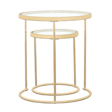 Load image into Gallery viewer, Maylin 2-piece Round Glass Top Nesting Tables Gold image
