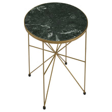 Load image into Gallery viewer, Eliska Round Accent Table with Marble Top Green and Antique Gold
