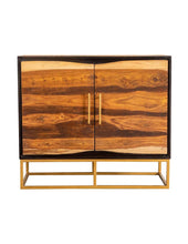 Load image into Gallery viewer, Zara 2-door Accent Cabinet Black Walnut and Gold image
