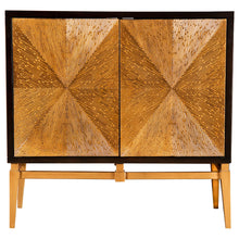 Load image into Gallery viewer, Zira Sunburst 2-door Accent Cabinet Brown and Antique Gold image
