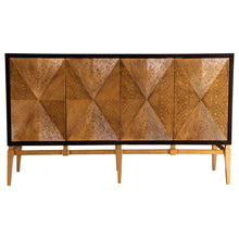 Load image into Gallery viewer, Zira Sunburst 4-door Accent Cabinet Brown and Antique Gold image
