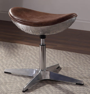 Brancaster Retro Brown Top Grain Leather & Aluminum Stool