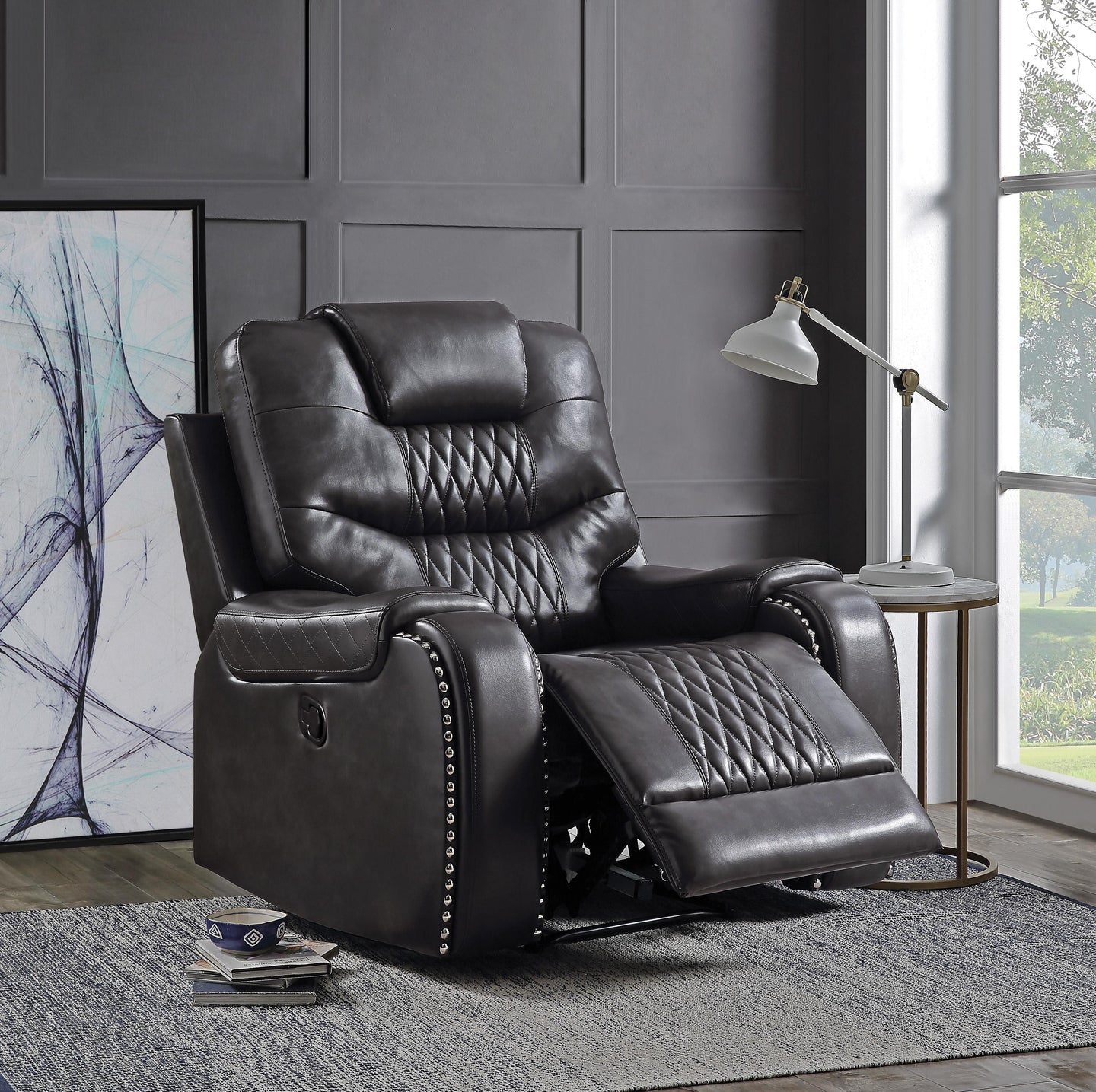 Braylon Magnetite PU Recliner (Motion) image