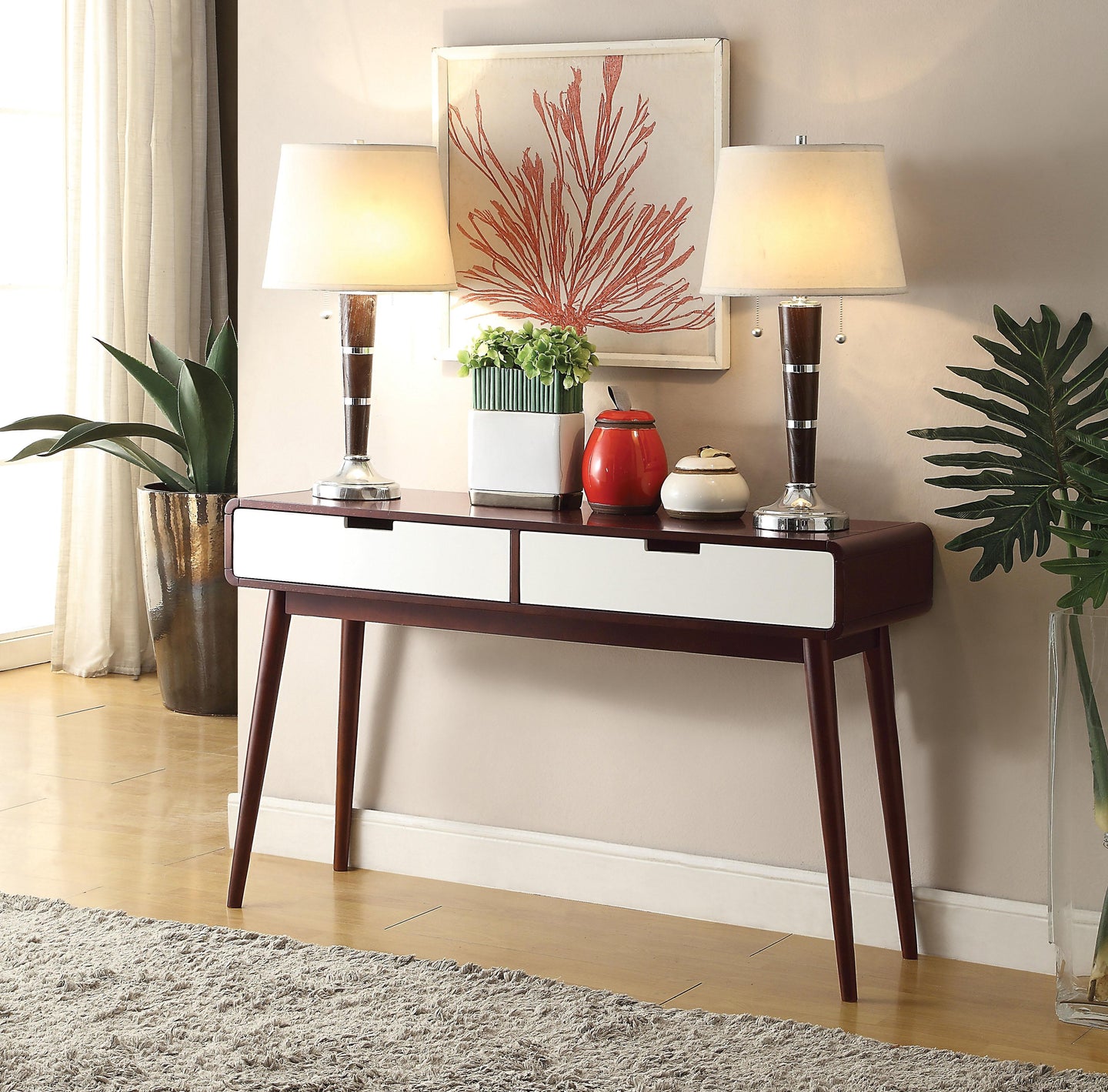 Christa Espresso & White Sofa Table image