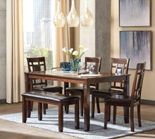 Load image into Gallery viewer, Bennox Dining Table and Chairs with Bench (Set of 6)
