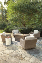 Load image into Gallery viewer, Beachcroft Beachcroft Fire Pit Table with Four Nuvella Swivel Lounge Chairs
