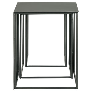 Imez 3-piece Rectangular Metal Nesting Table Grey