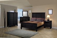 Load image into Gallery viewer, Sandy Beach Queen &amp; E.King Panel Bed with High Headboard Black &amp; White
