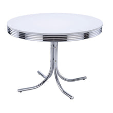 Load image into Gallery viewer, Retro Round Dining Table Glossy White and Chrome
