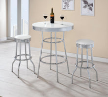 Load image into Gallery viewer, Theodore Round Bar Table Chrome and Glossy White
