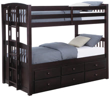 Load image into Gallery viewer, Kensington Twin Over Twin Bunk Bed with Trundle Cappuccino
