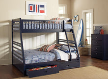 Load image into Gallery viewer, Ashton Twin Over Full 2-drawer Bunk Bed Cappuccino, White, Navy, Honey, &amp; Brown
