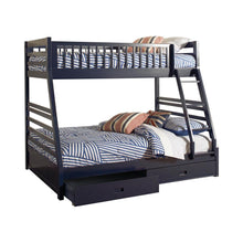 Load image into Gallery viewer, Ashton Twin Over Full 2-drawer Bunk Bed Cappuccino, White, Navy, Honey, &amp; Brown
